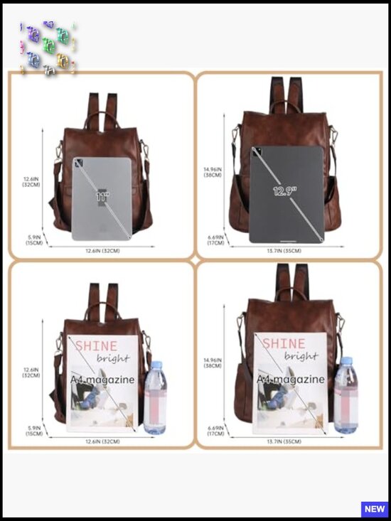 Women Backpack Purse PU Leather Anti-theft Casual Shoulder Bag Fashion Ladies main image 7